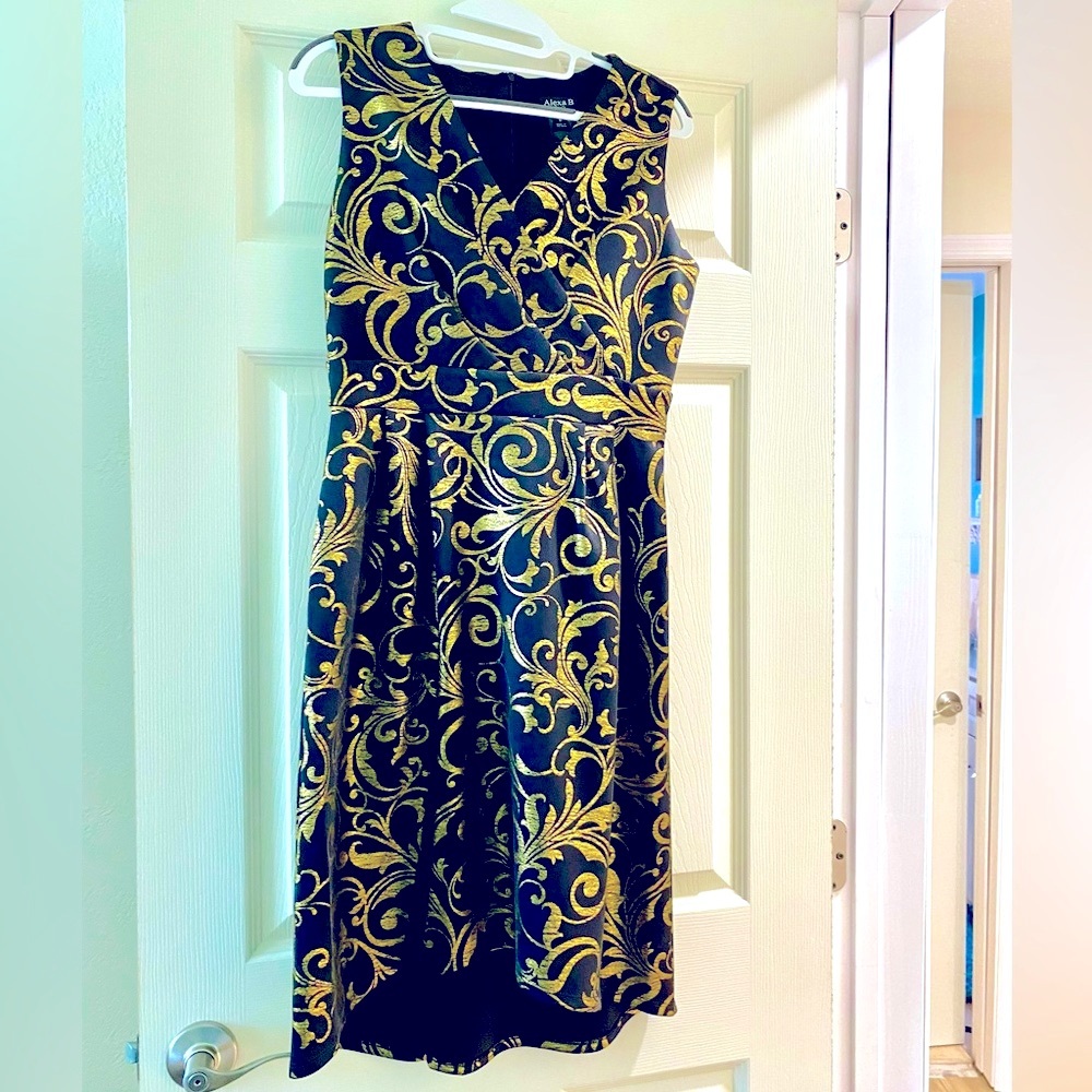 ALEXA B Black and Gold dress